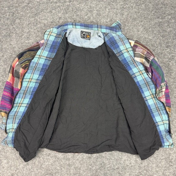 *FLAWS READ Jou Jou Womens Jacket Plaid Flannel Patchwork Zip Up ~Medium 90s Vtg - Picture 3 of 11